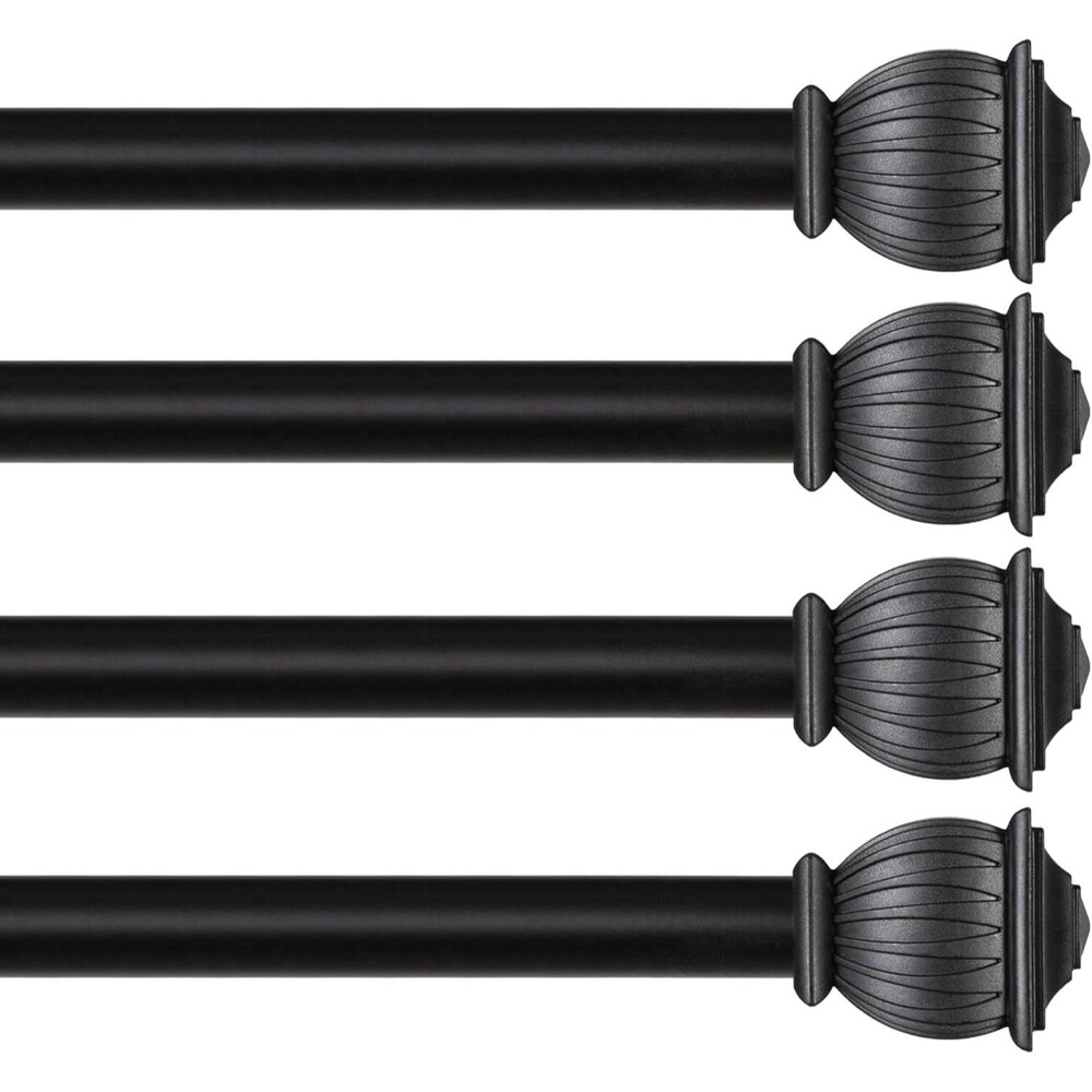 4-Pack Kenney Beckett Soft Square End Standard Decorative Window Curtain Rod,